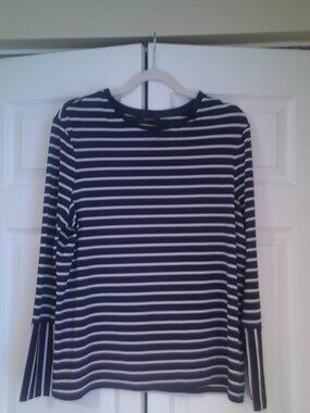 Navy and white striped LS top